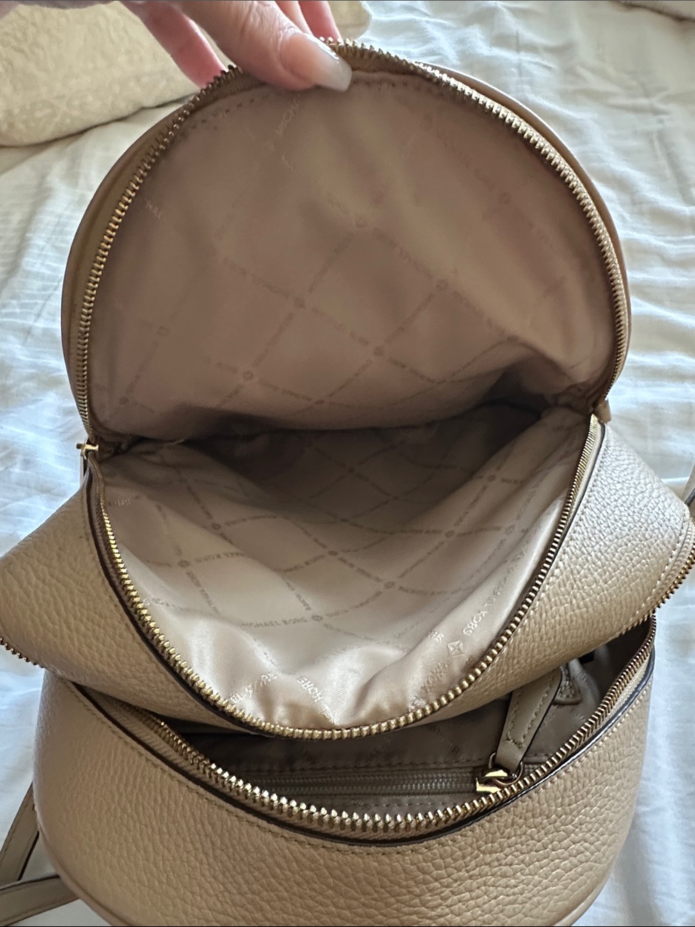 MICHAEL KORS Pebbled Leather Mini Backpack in Beige-Cream with Gold Hardware - Picture 5 of 5
